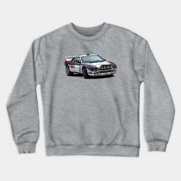 Lancia 037 Group B Crewneck Sweatshirt by Mario Ramos Rally Art